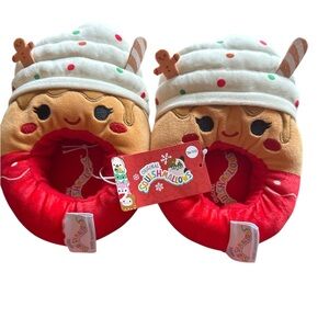 Original Squishmallows Chs size 11/12  Slippers - Red and Tan NWT